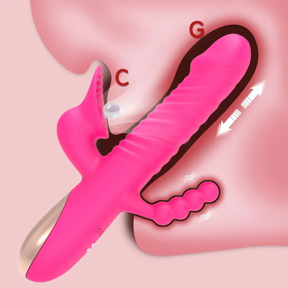 3 In 1 Thrusting Sucking Dildo Vibrator For Women G Spot